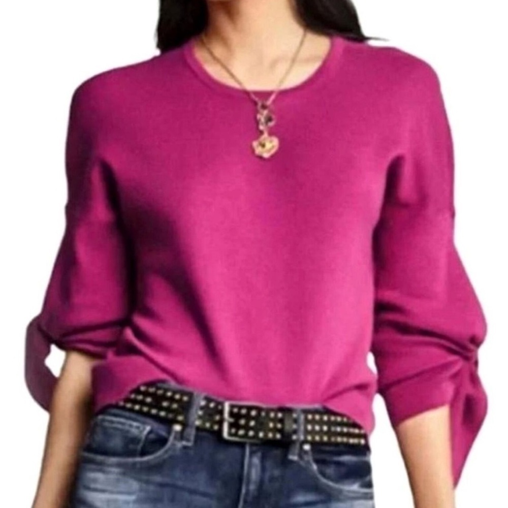 CAbi Tether Orchid Pink Sweater Tie Sleeve Women’s Size M Oversized
